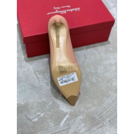 Salvatore Ferragamo New Leather Bow Pointed High Heels For Women Pink