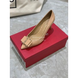 Salvatore Ferragamo New Patent Leather Bow Pointed High Heels For Women Pink