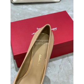 Salvatore Ferragamo New Patent Leather Bow Pointed High Heels For Women Pink