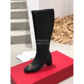 Salvatore Ferragamo Autumn Winter New Black Calf High Heel Long Boots For Women