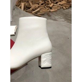 Salvatore Ferragamo Autumn Winter New Calf High Heel Short Boots For Women White