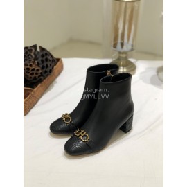 Salvatore Ferragamo Autumn Winter New Calf High Heel Short Boots For Women Black