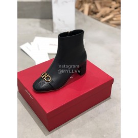 Salvatore Ferragamo Autumn Winter New Calf High Heel Short Boots For Women Black