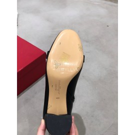 Salvatore Ferragamo Autumn Winter New Calf High Heel Short Boots For Women Black