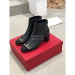 Salvatore Ferragamo Autumn Winter New Black Calf High Heel Short Boots For Women