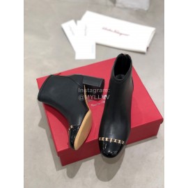 Salvatore Ferragamo Autumn Winter New Black Calf High Heel Short Boots For Women