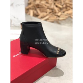 Salvatore Ferragamo Autumn Winter New Black Calf High Heel Short Boots For Women