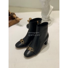 Salvatore Ferragamo Autumn Winter Calf High Heel Short Boots For Women Black