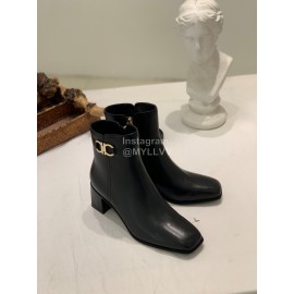 Salvatore Ferragamo Autumn Winter Calf High Heel Short Boots Black For Women 