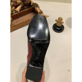 Salvatore Ferragamo Autumn Winter Calf High Heel Short Boots For Women Wine Red