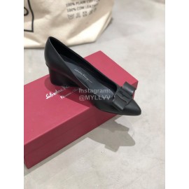 Salvatore Ferragamo Fashion Sheepskin Bow High Heel Shoes For Women Black