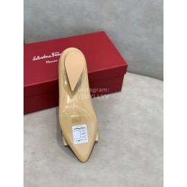 Salvatore Ferragamo Fashion Sheepskin Bow High Heel Shoes For Women Beige
