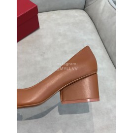 Salvatore Ferragamo Fashion Sheepskin Bow High Heel Shoes For Women Brown