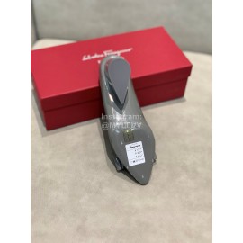 Salvatore Ferragamo Fashion Sheepskin Bow High Heel Shoes For Women Gray