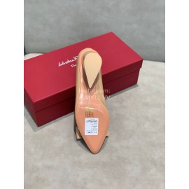 Salvatore Ferragamo Fashion Sheepskin Bow High Heel Shoes For Women Khaki