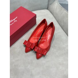Salvatore Ferragamo Fashion Sheepskin Bow High Heel Shoes For Women Red