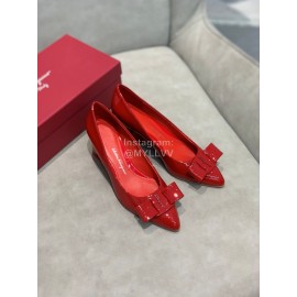 Salvatore Ferragamo Fashion Sheepskin Bow High Heel Shoes For Women Red