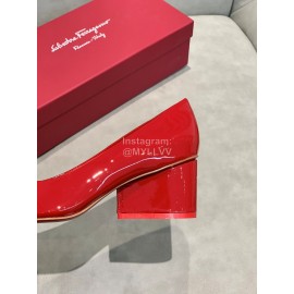 Salvatore Ferragamo Fashion Sheepskin Bow High Heel Shoes For Women Red