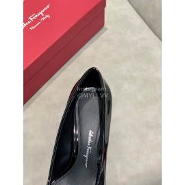 Salvatore Ferragamo Fashion Black Sheepskin Bow High Heel Shoes For Women