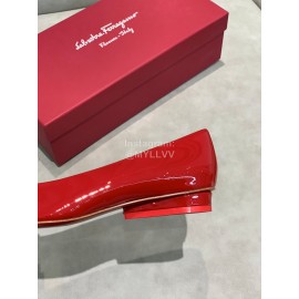 Salvatore Ferragamo Fashion Patent Leather Bow Shoes For Women Red