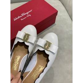 Salvatore Ferragamo New Calf Wave Edge High Heeled Shoes For Women White