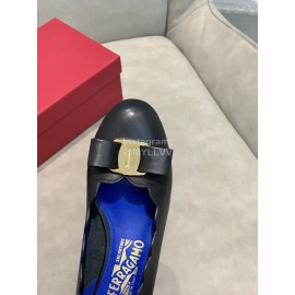 Salvatore Ferragamo New Calf Wave Edge High Heeled Shoes For Women Black