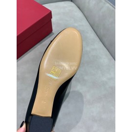 Salvatore Ferragamo New Calf Wave Edge High Heeled Shoes For Women Black