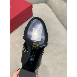 Salvatore Ferragamo Spring Summer New Chain Sheepskin High Heel Slippers For Women Black