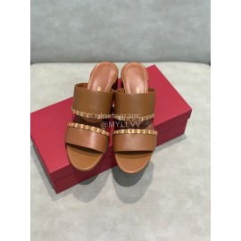 Salvatore Ferragamo Spring Summer New Chain Sheepskin High Heel Slippers For Women Brown