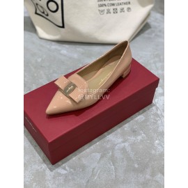 Salvatore Ferragamo Fashion Patent Leather Pointed Shoes For Women Pink