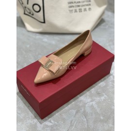 Salvatore Ferragamo Fashion Patent Leather Pointed Shoes For Women Pink