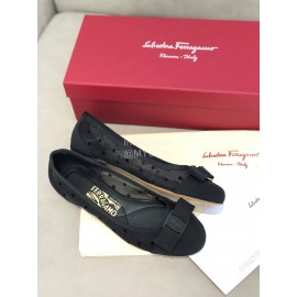 Salvatore Ferragamo Spring Summer New Wave Dot Gauze Shoes For Women Black