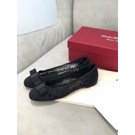 Salvatore Ferragamo Spring Summer New Wave Dot Gauze Shoes For Women Black