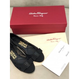 Salvatore Ferragamo Spring Summer New Wave Dot Gauze Shoes For Women Black