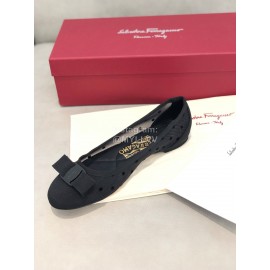 Salvatore Ferragamo Spring Summer New Wave Dot Gauze Shoes For Women Black