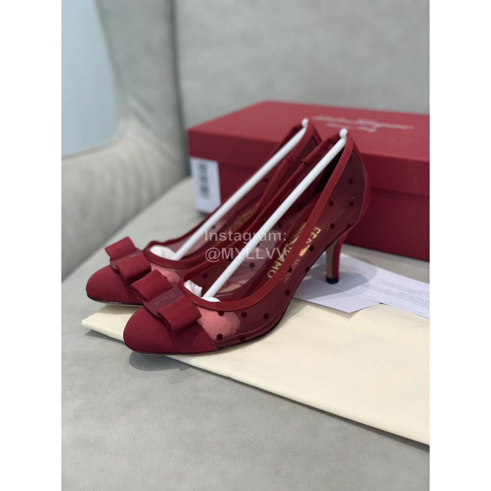 Salvatore Ferragamo Spring Summer New Wave Dot Gauze Shoes For Women Black