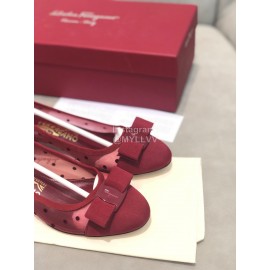 Salvatore Ferragamo Spring Summer New Wave Dot Gauze Wine Red High Heels For Women 