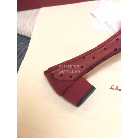 Salvatore Ferragamo Spring Summer New Wave Dot Gauze Wine Red High Heels For Women 