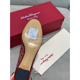 Salvatore Ferragamo Spring Summer New Wave Dot Gauze Wine Red High Heels For Women 