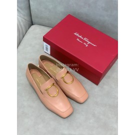Salvatore Ferragamo Simple Soft Sheepskin Shoes For Women Pink