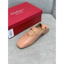 Salvatore Ferragamo Simple Soft Sheepskin Shoes For Women Pink