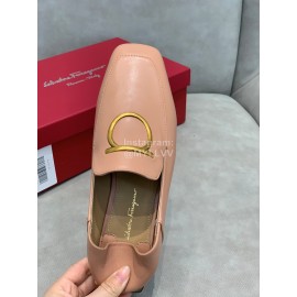 Salvatore Ferragamo Simple Soft Sheepskin Shoes For Women Pink
