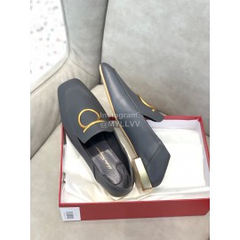 Salvatore Ferragamo Simple Soft Sheepskin Shoes For Women Blue