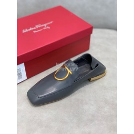 Salvatore Ferragamo Simple Soft Sheepskin Shoes For Women Blue