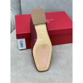 Salvatore Ferragamo Simple Soft Sheepskin Shoes For Women Wine Red