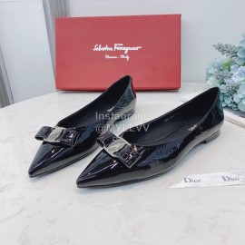 Salvatore Ferragamo Simple Soft Sheepskin Pointed Shoes For Women 