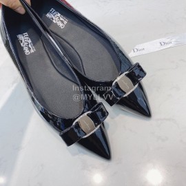 Salvatore Ferragamo Simple Soft Sheepskin Pointed Shoes For Women 