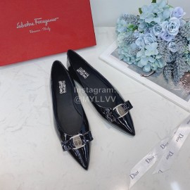 Salvatore Ferragamo Simple Soft Sheepskin Pointed Shoes For Women 