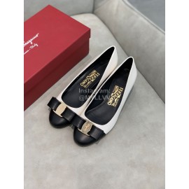 Salvatore Ferragamo Fashion Color Matching Sheepskin High Heels For Women White