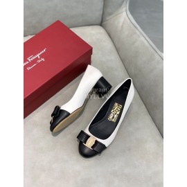 Salvatore Ferragamo Fashion Color Matching Sheepskin High Heels For Women White